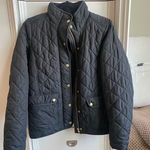 Jcrew black quilted jacket with zipper